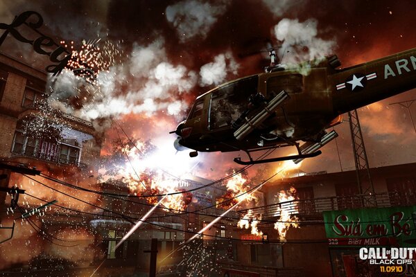 Helicopter shoots smoke, fire game