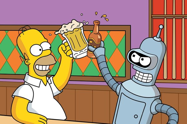 A frame from the Simpsons cartoon Homer and the Robot