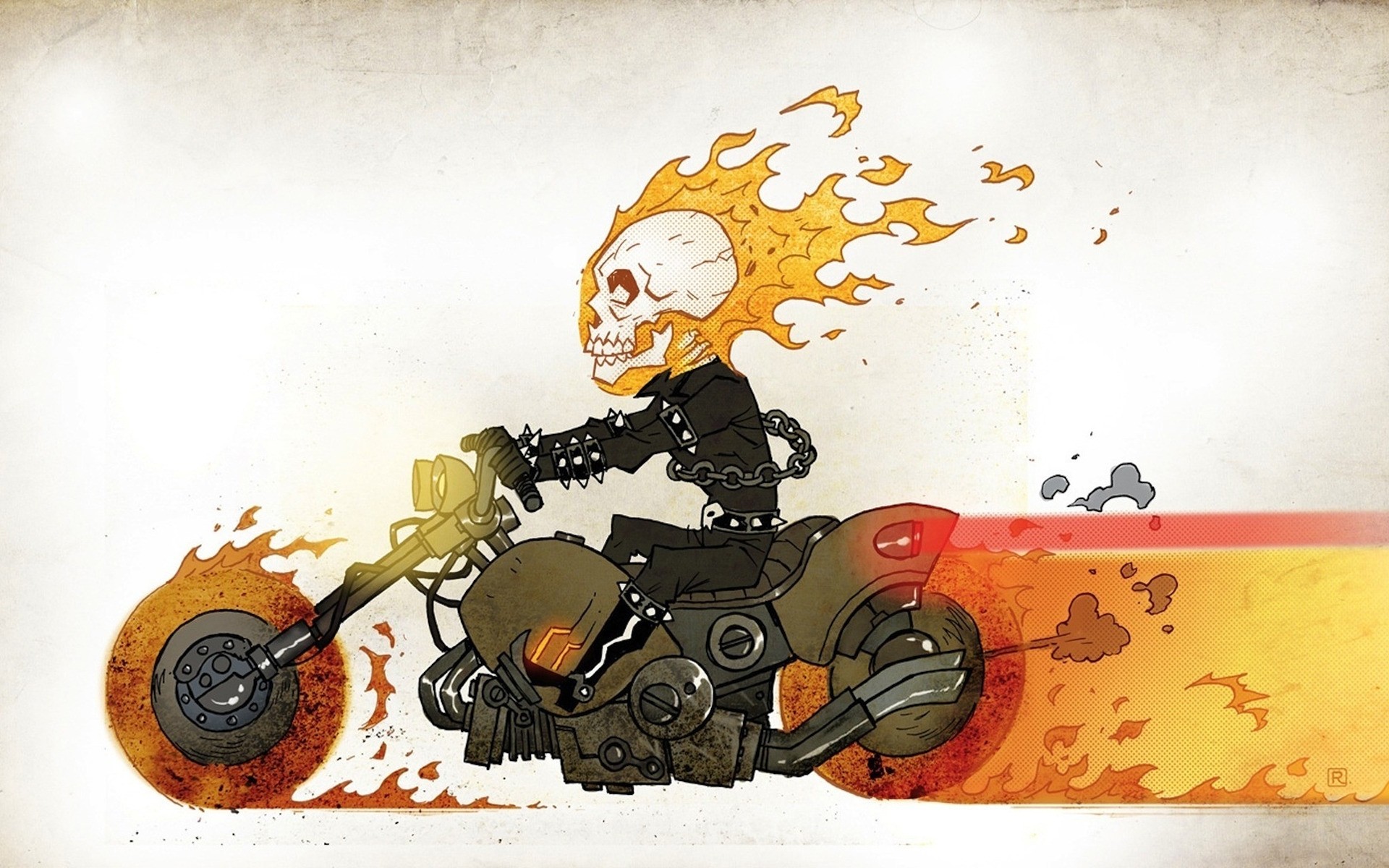 vintage desktop funny fire skull bike