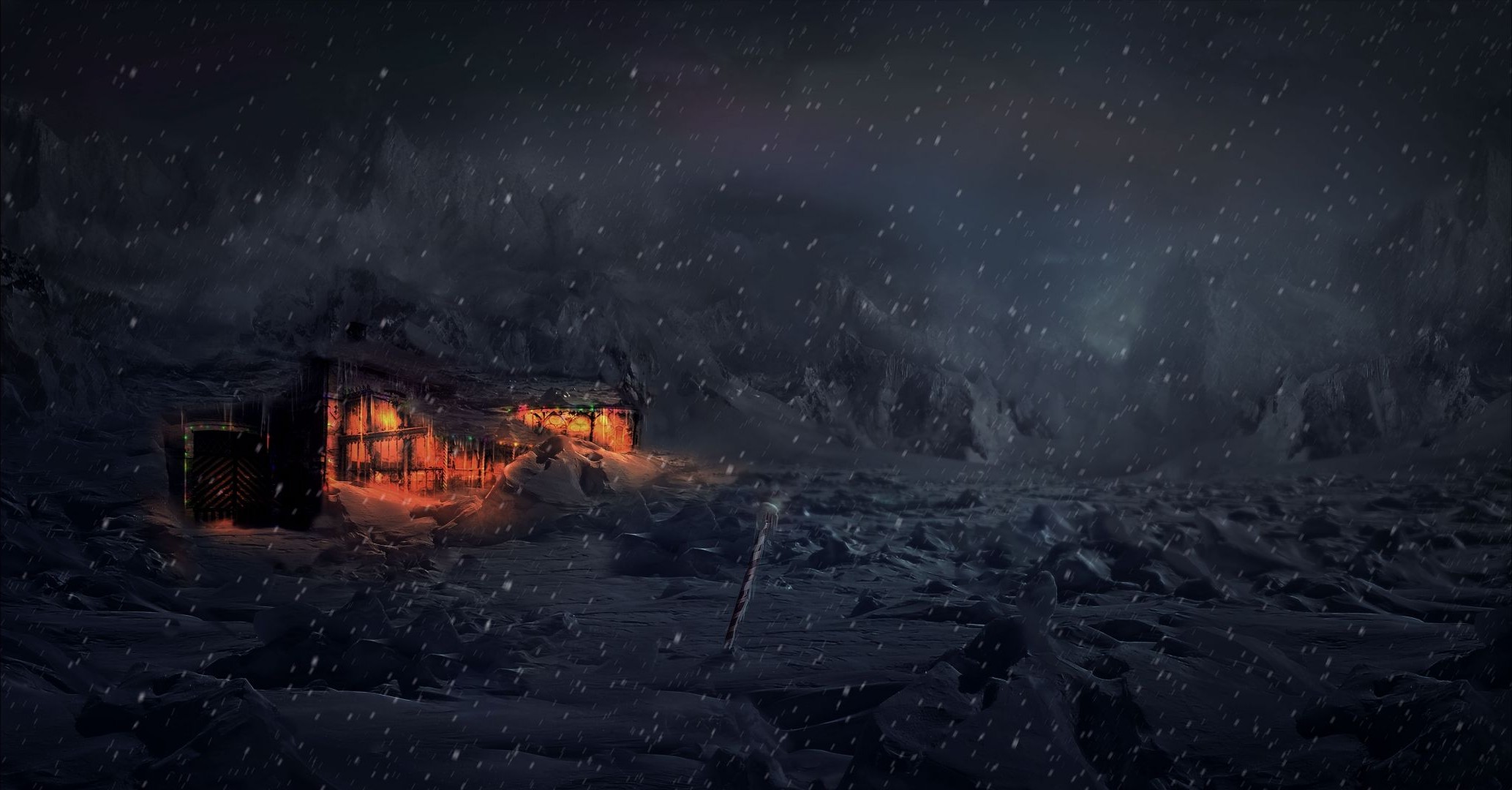calamity flame snow smoke landscape light moon vehicle volcano winter astronomy travel evening