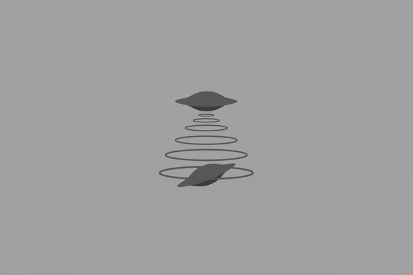 Minimalistic drawing with UFO abduction