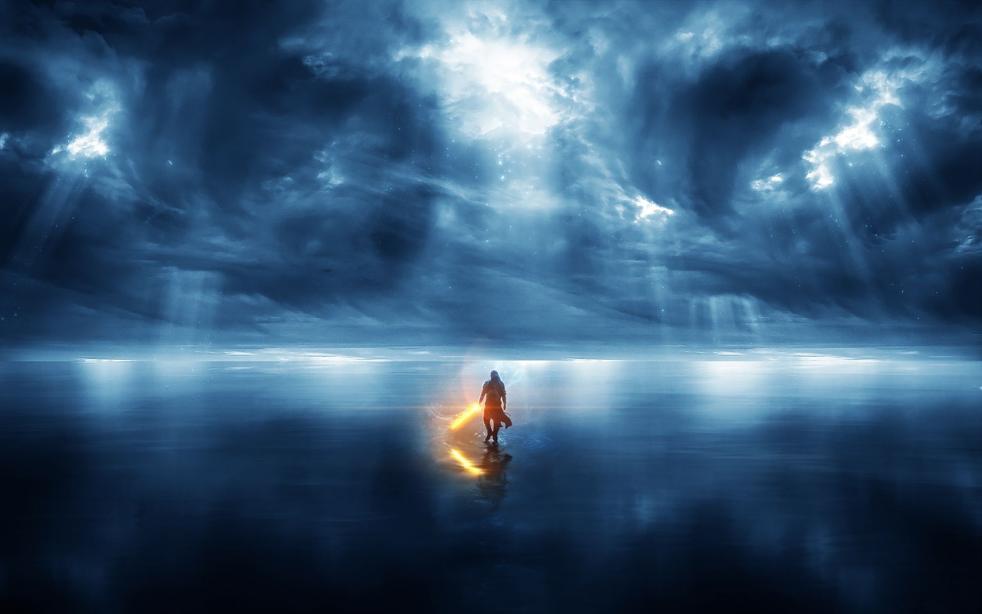 sun water lightning outdoors dawn nature storm sky sunset