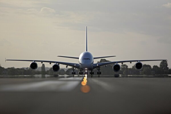 The plane is ready to take off on the runway