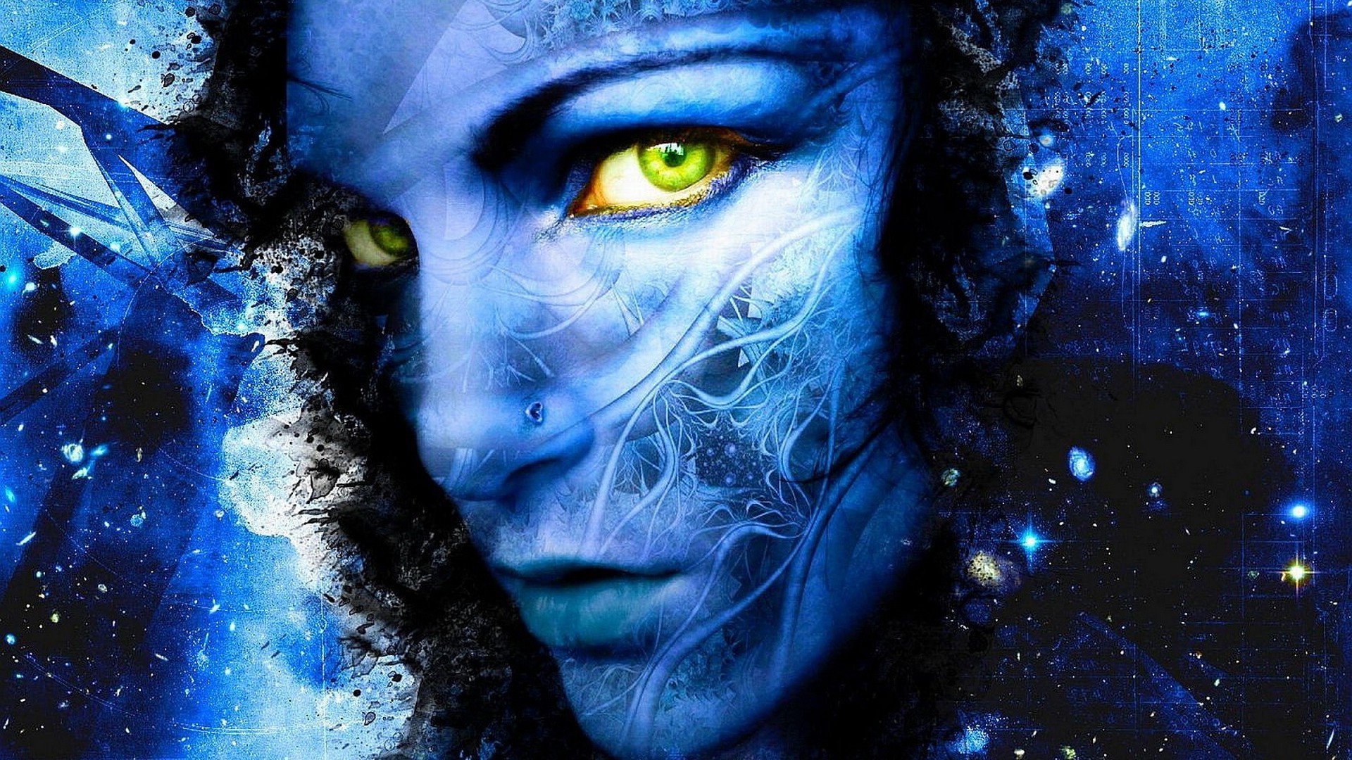 art abstract fantasy portrait mystery surreal painting face dark color science light artistic adult texture woman