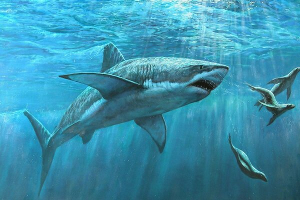 Underwater world. Swimming with sharks