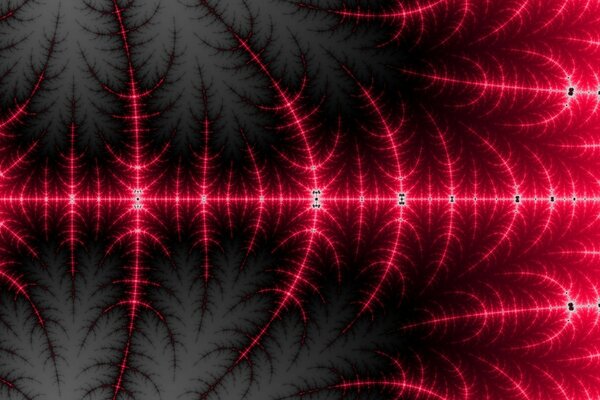 Red snowflake patterns on a black background