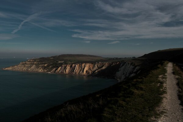 European landscape sunset on a rocky beach